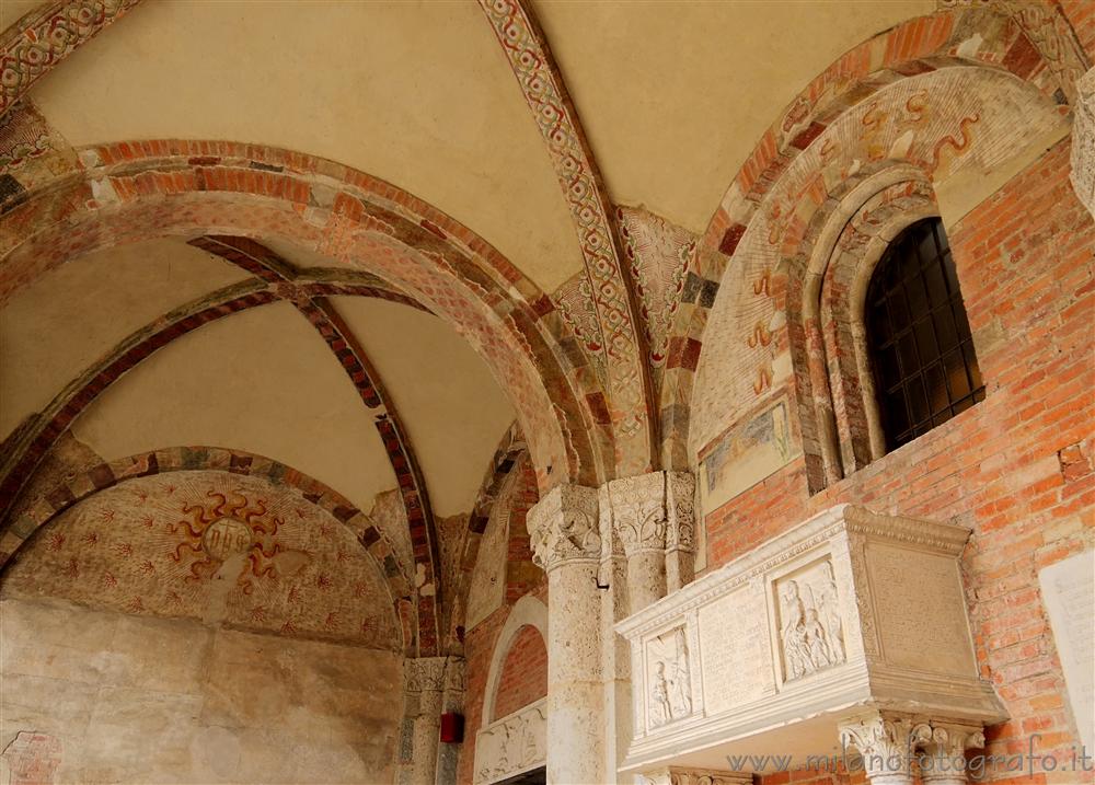 Milan (Italy) - Detail of the entrance court of the Basilica of Sant Ambrogio